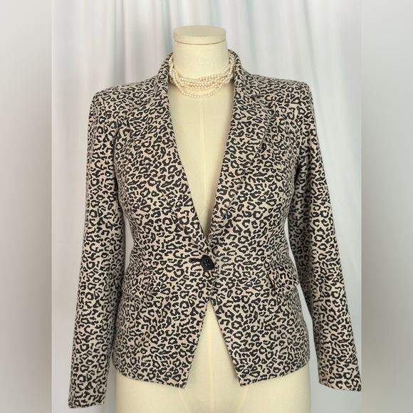INC International Concepts Black and Cream Blazer with Animal Print (740) - Picture 1 of 13